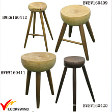 Scandinavia Wood Bar Round Antique Stool